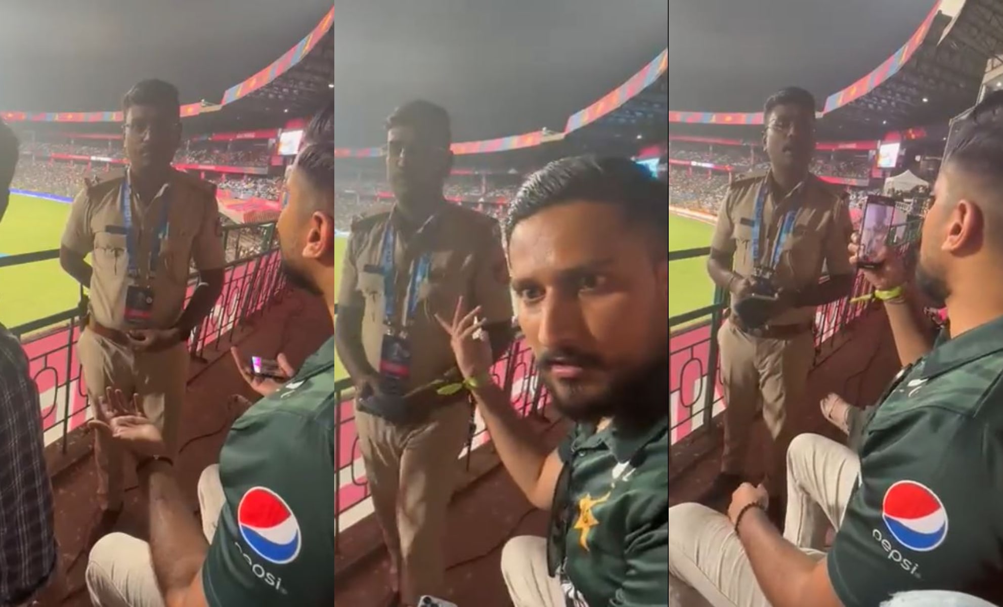 Pakistan fan and policeman argue  | X