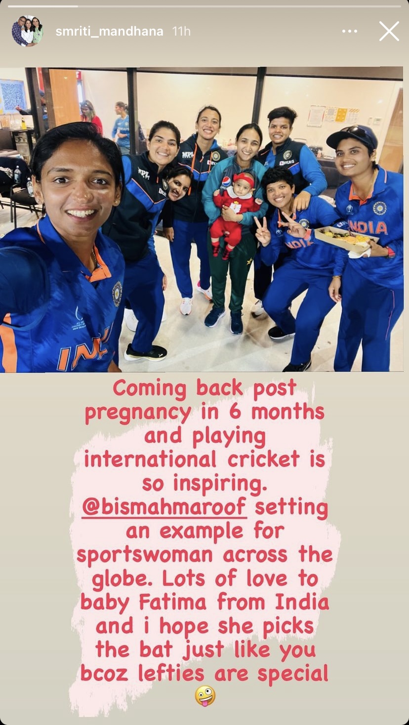 CWC 2022: Smriti Mandhana hails Bismah Maroof for returning to play six  months after giving birth to child