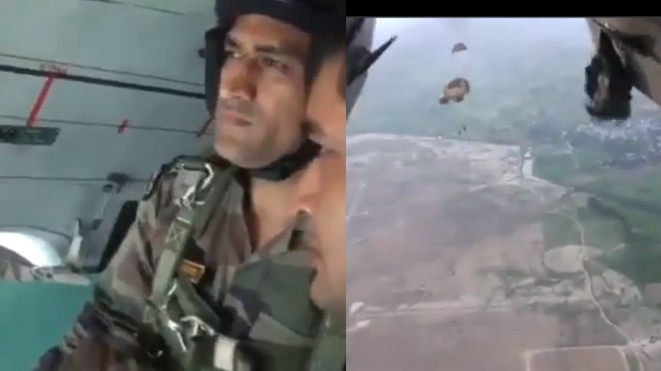 WATCH: Lt. Colonel MS Dhoni's first para jump with the paratroops