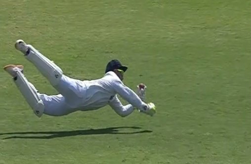 Rishabh Pant takes a brilliant catch down the leg side to send Pope back | Twitter