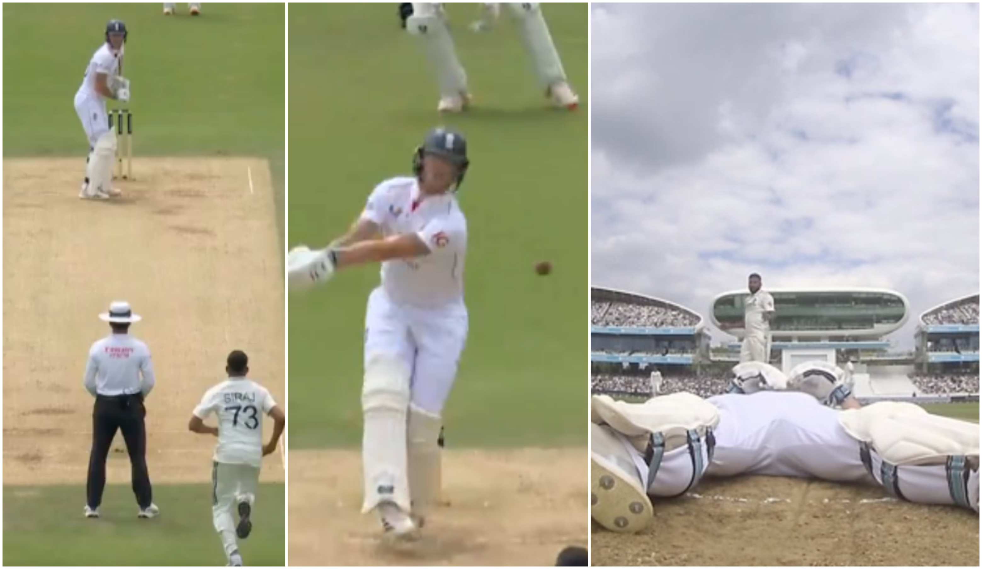 Ben Stokes copped a painful blow off Mohammed Siraj's bowling | Screengrabs