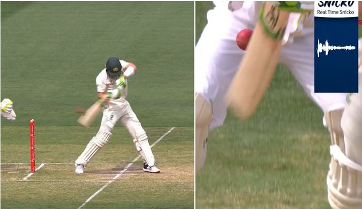 Paine was given out caught behind after snicko showed a spike, but hotspot didn't show any spot on the bat.