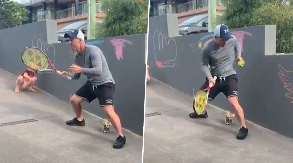 Warner playing tennis with daughter | Instagram 