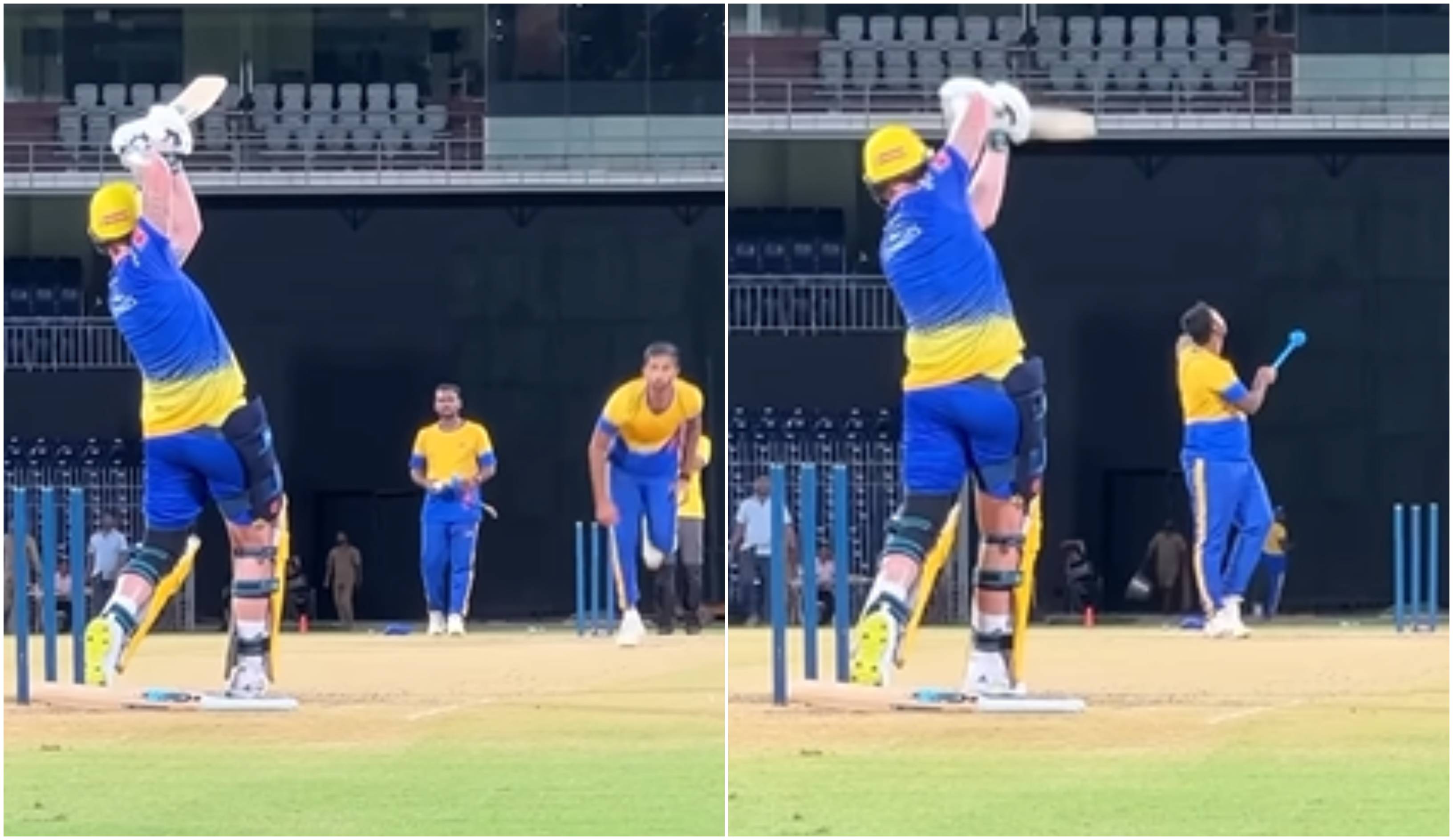 Ben Stokes' stunning sixes during CSK's practice session | Screengrab