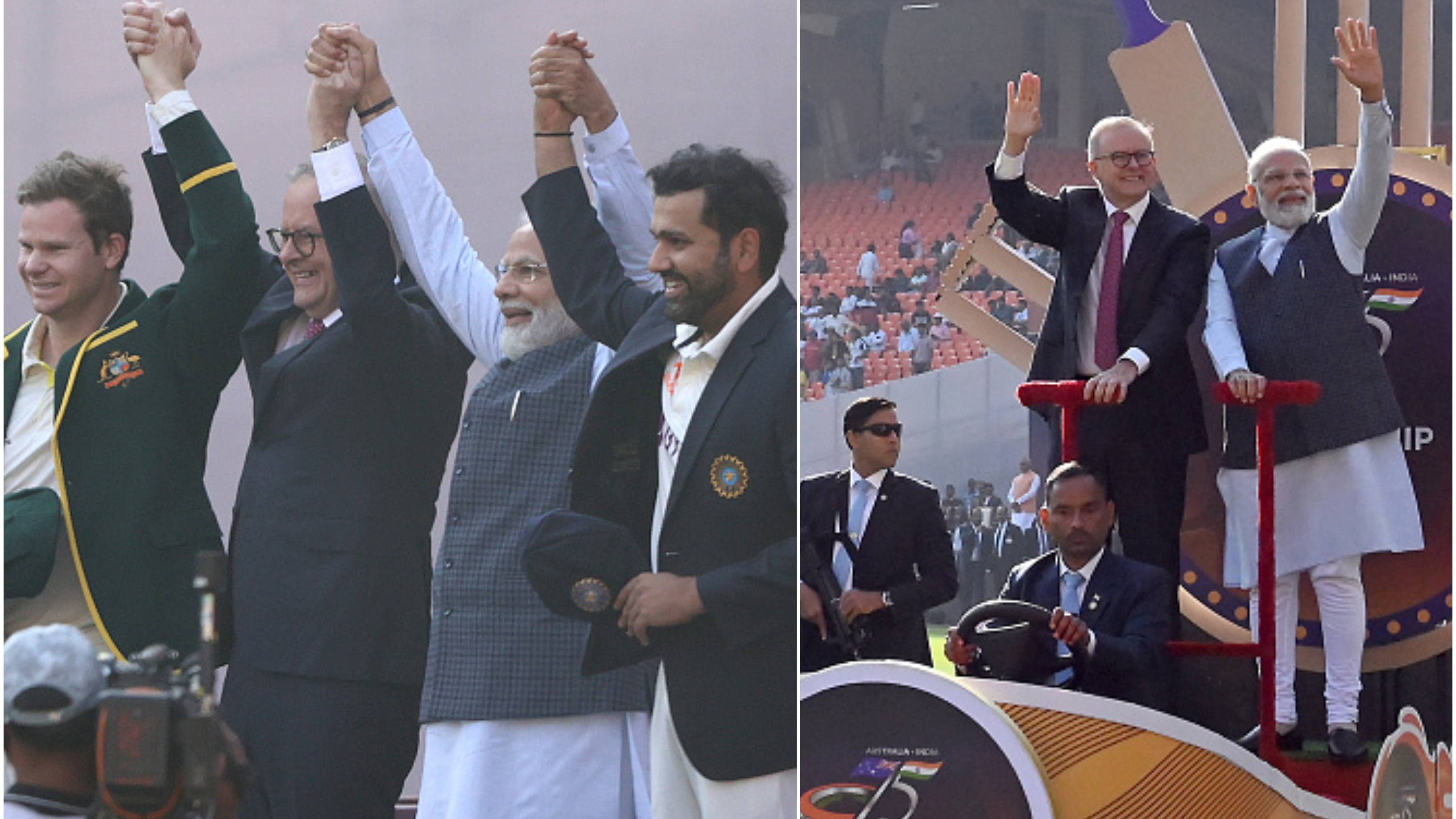 IND v AUS 2023: WATCH - PM Modi and his Australian counterpart present special caps to Rohit, Smith; celebrate 75 years of bond