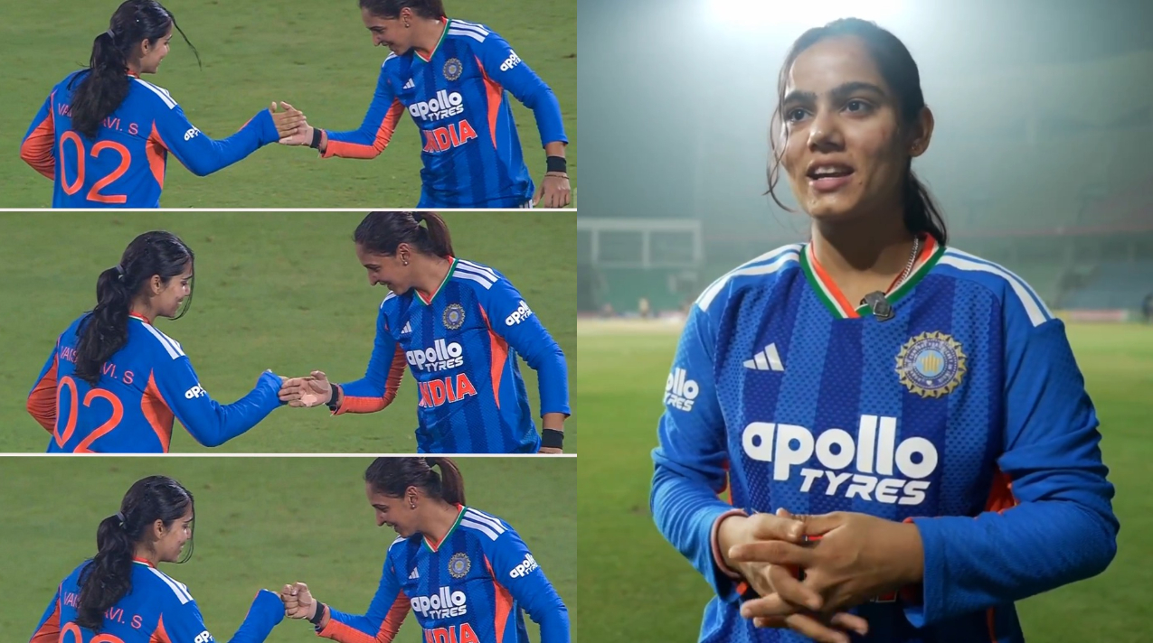Vaishnavi Sharma and Harmanpreet Kaur's celebration | BCCI X
