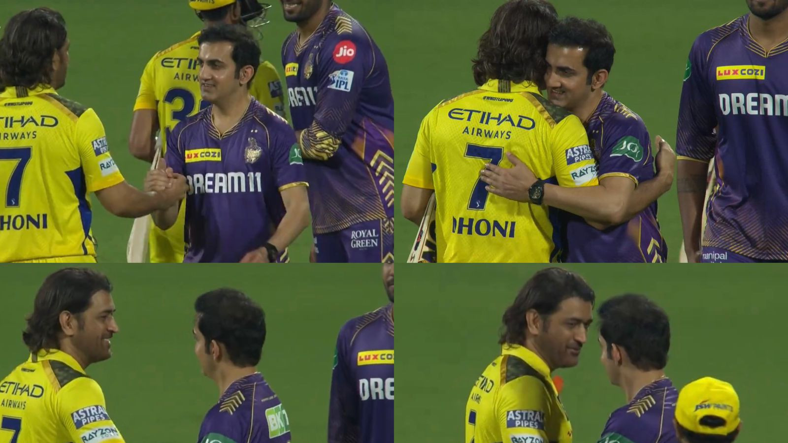 IPL 2024: WATCH - MS Dhoni and Gautam Gambhir exchange warm hug after CSK-KKR clash