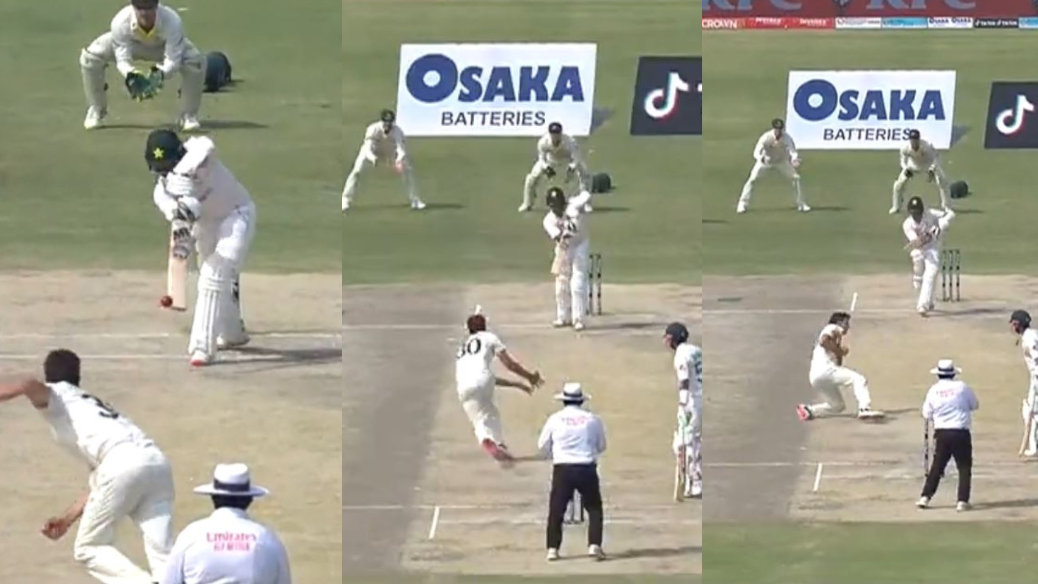 PAK v AUS 2022: WATCH- Pat Cummins takes a snorter of a return catch to send back Azhar Ali