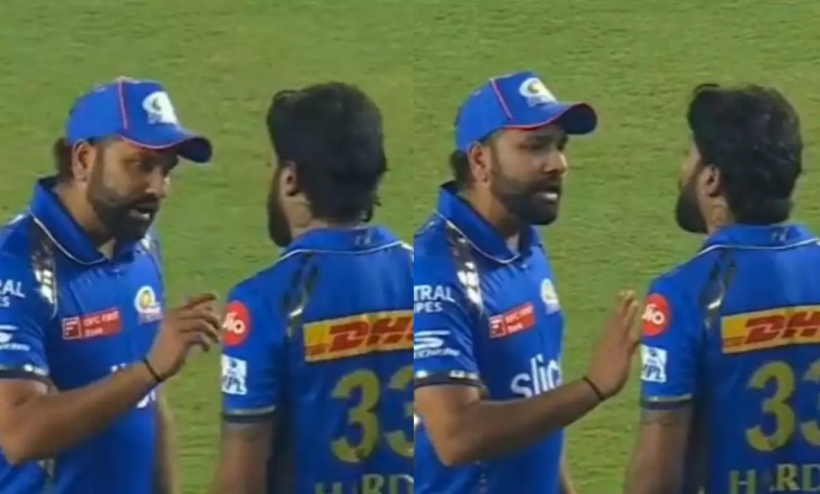 Rohit Sharma giviing some tought talk to Hardik Pandya | X