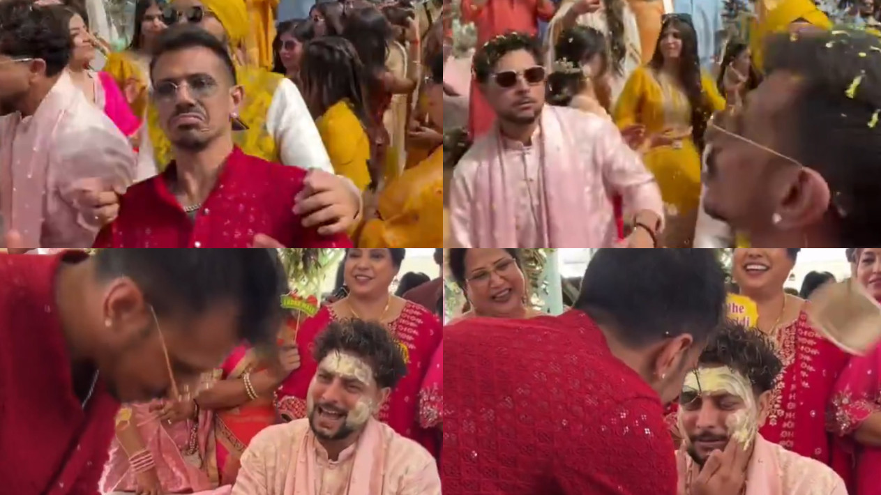 WATCH- Yuzvendra Chahal dances to ‘Paan ki dukaan’ song; participates in Kuldeep Yadav’s haldi ceremony