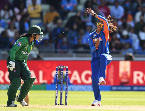 Shreyanka Patil in action versus Pakistan | Getty