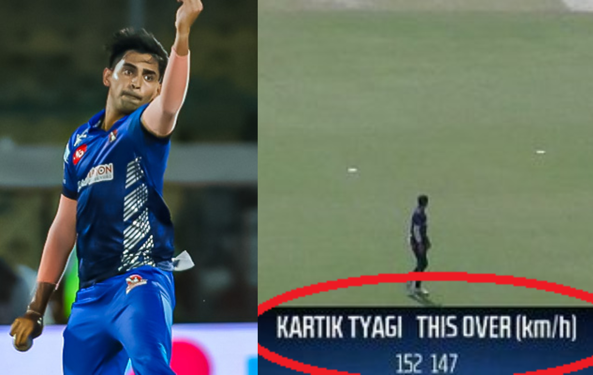 Kartik Tyagi clocked over 150kph regularly | X