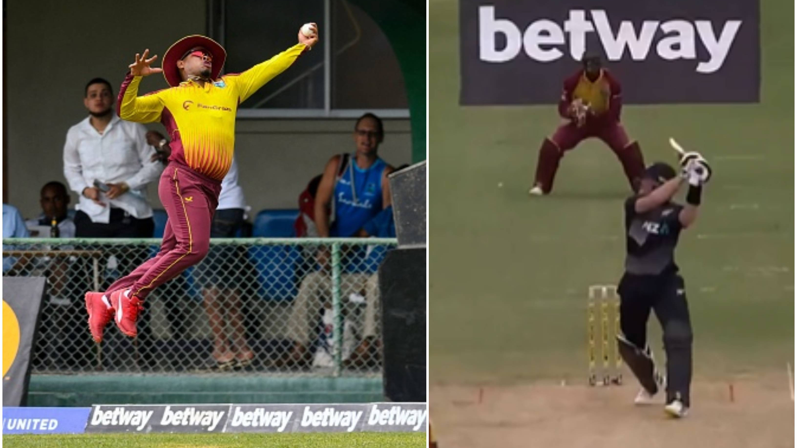 WI v NZ 2022: WATCH - Shimron Hetmyer plucks a stunner out of thin air to dismiss Martin Guptill