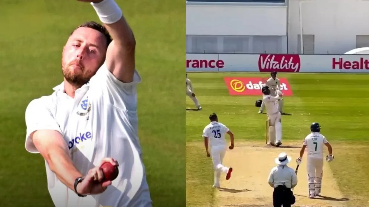 WATCH- Louis Kimber hits Ollie Robinson for a record 43 runs in an over; scores 243 in 127 balls in County Championship