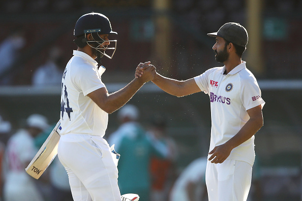 Hanuma Vihari and Ajinkya Rahane after the draw in Sydney | Getty