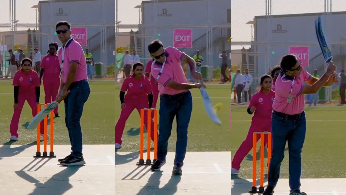 WATCH- Rahul Dravid shows off his batting skills; plays a nice flick shot for a six during Rajasthan Royals camp