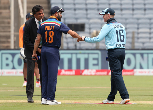 Virat Kohli and Eoin Morgan at the toss | Getty