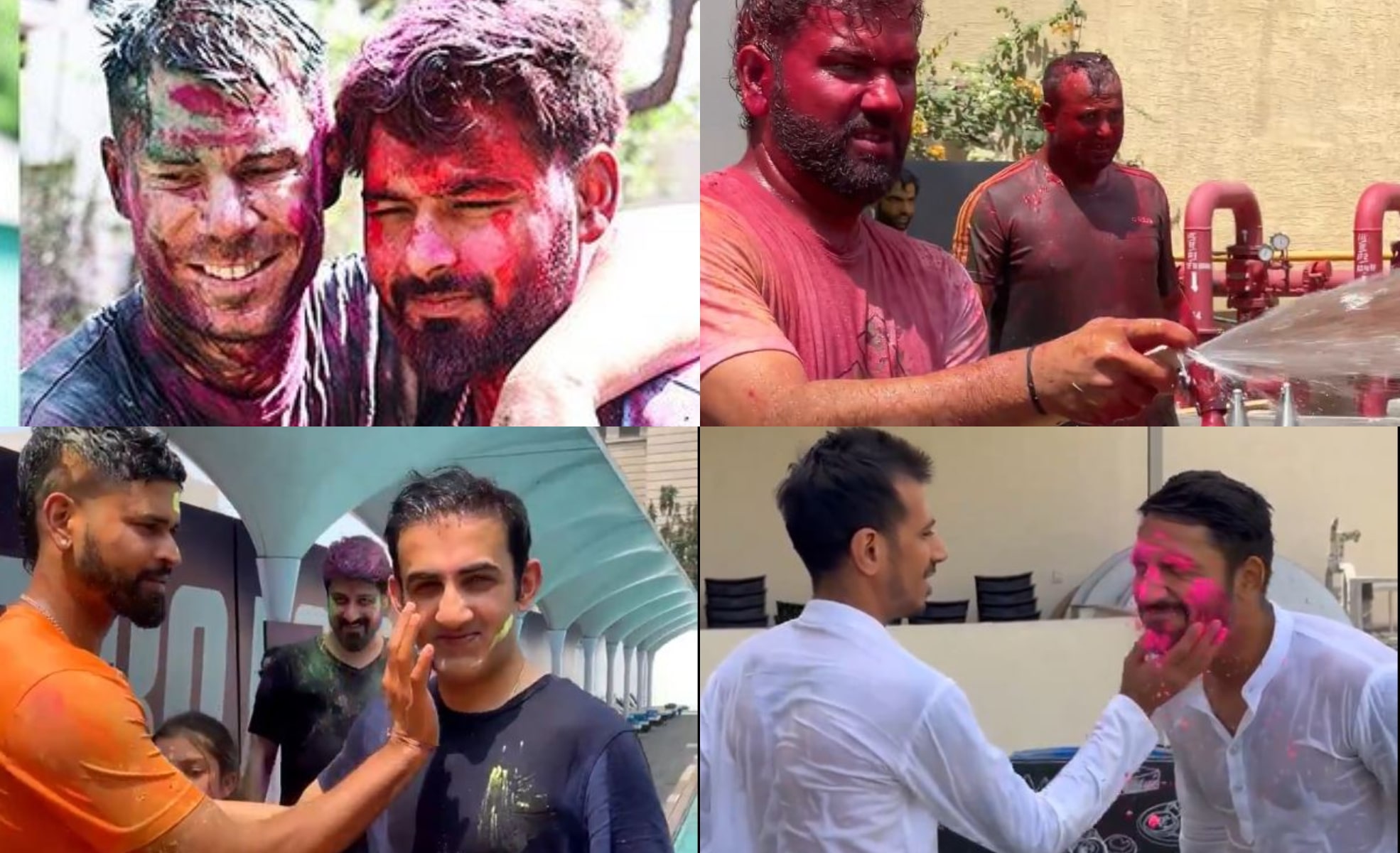 Indian and foreign cricketers enjoying Holi with their respective IPL franchises | X