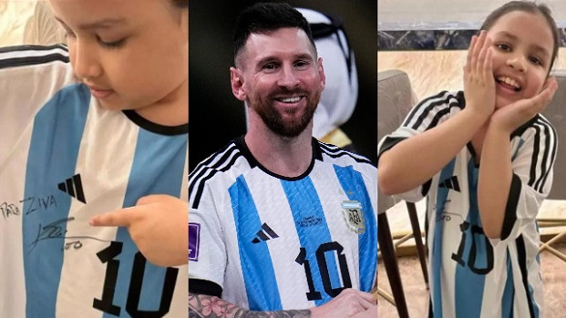 PICs- MS Dhoni’s daughter Ziva gets Lionel Messi's autographed Argentina jersey 