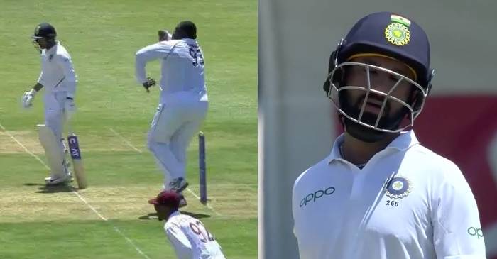 Pujara reacts after falling to Cornwall