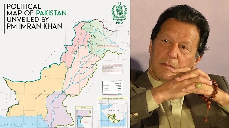 Pak PM Imran Khan unveiled a new map of Pakistan showing entire J&K part of the country