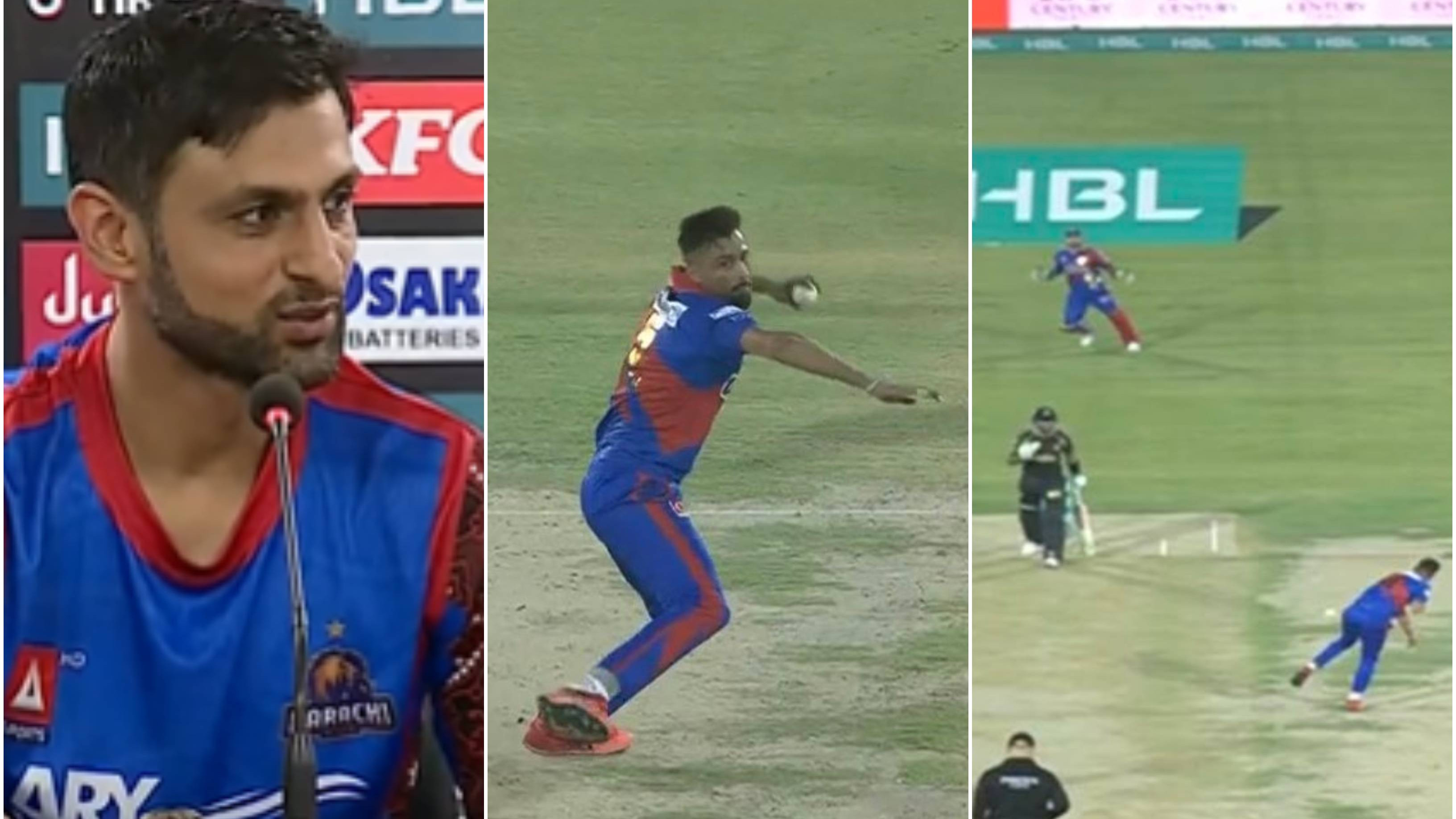 PSL 2023: WATCH – Amir throws ball in frustration after Babar hits him for a boundary; Shoaib Malik reacts