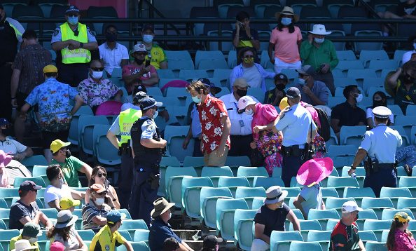 Group of spectators at SCG are escorted from their seats by police after Siraj's complaint | Getty