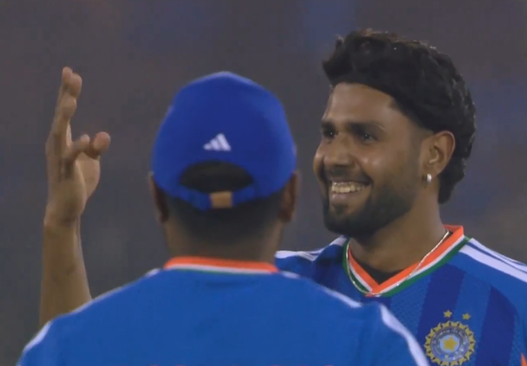 Harshit Rana shows four fingers as he dismissed Conway for fourth time on this tour | X