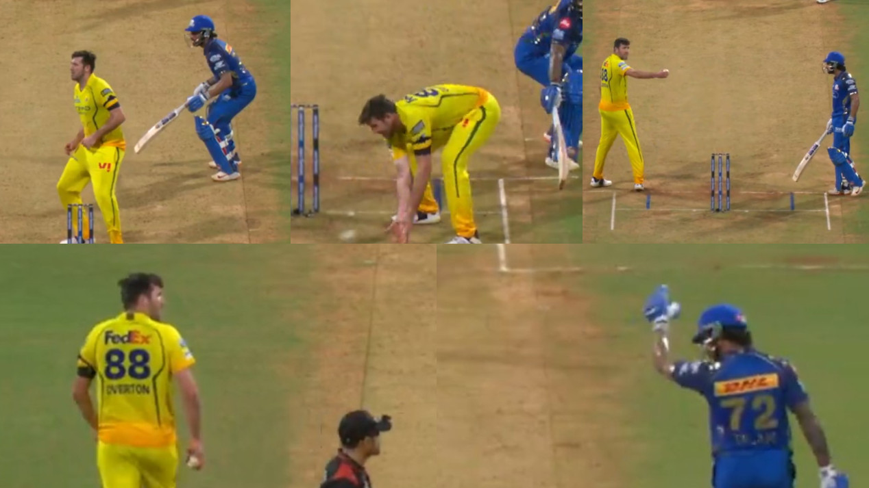 IPL 2026: WATCH- Tilak Varma and Jamie Overton get into heated argument during MI v CSK game