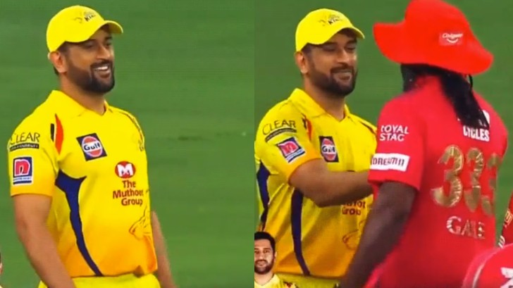 IPL 2020: WATCH - MS Dhoni mimics Chris Gayle's walking style in front of him 