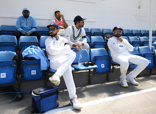 Rohit Sharma, Ajinkya Rahane and Virat Kohli during a break | Getty