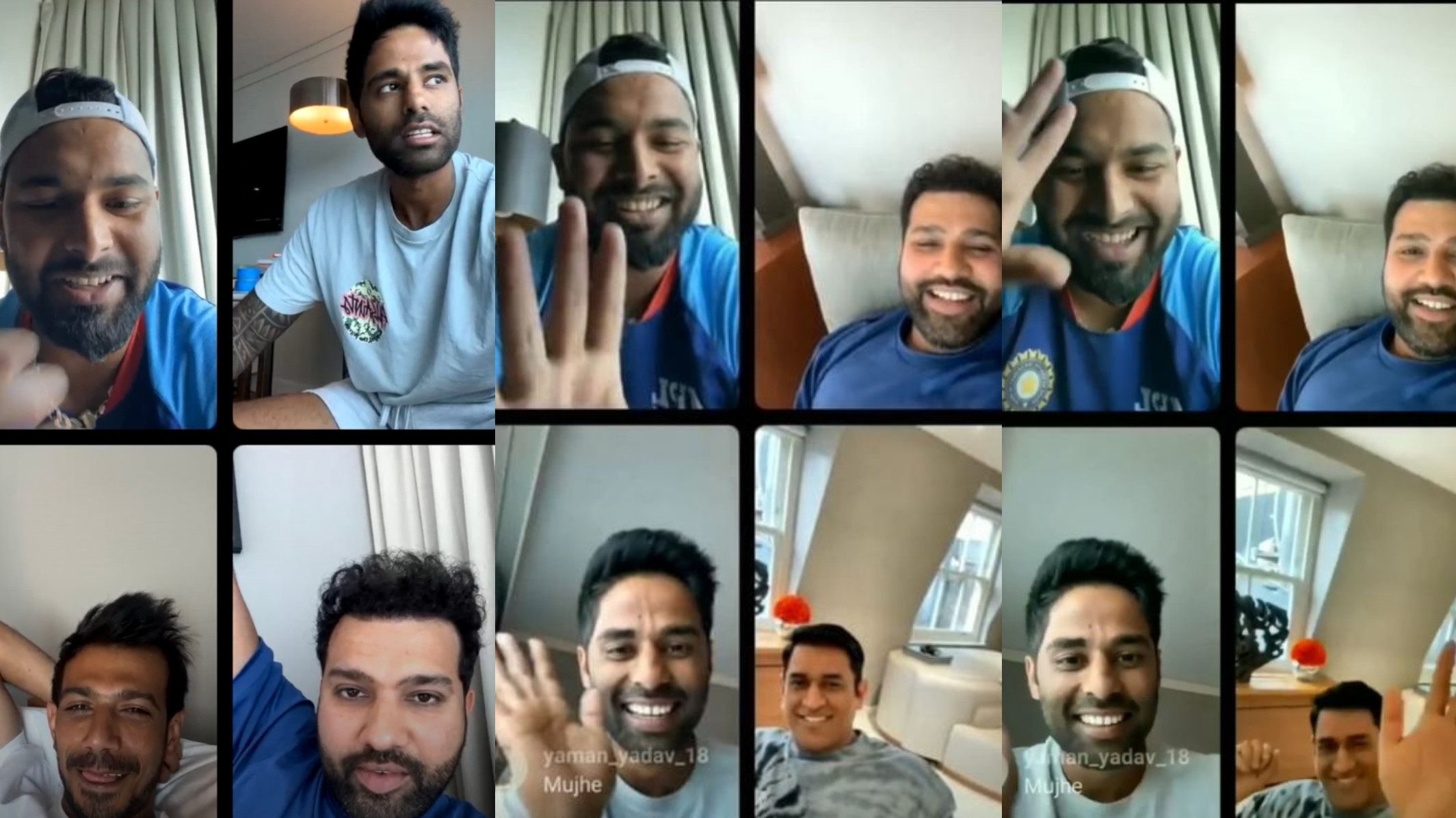 WATCH- MS Dhoni's cameo appearance on Rishabh Pant’s Insta live featuring Rohit, Suryakumar, and Chahal