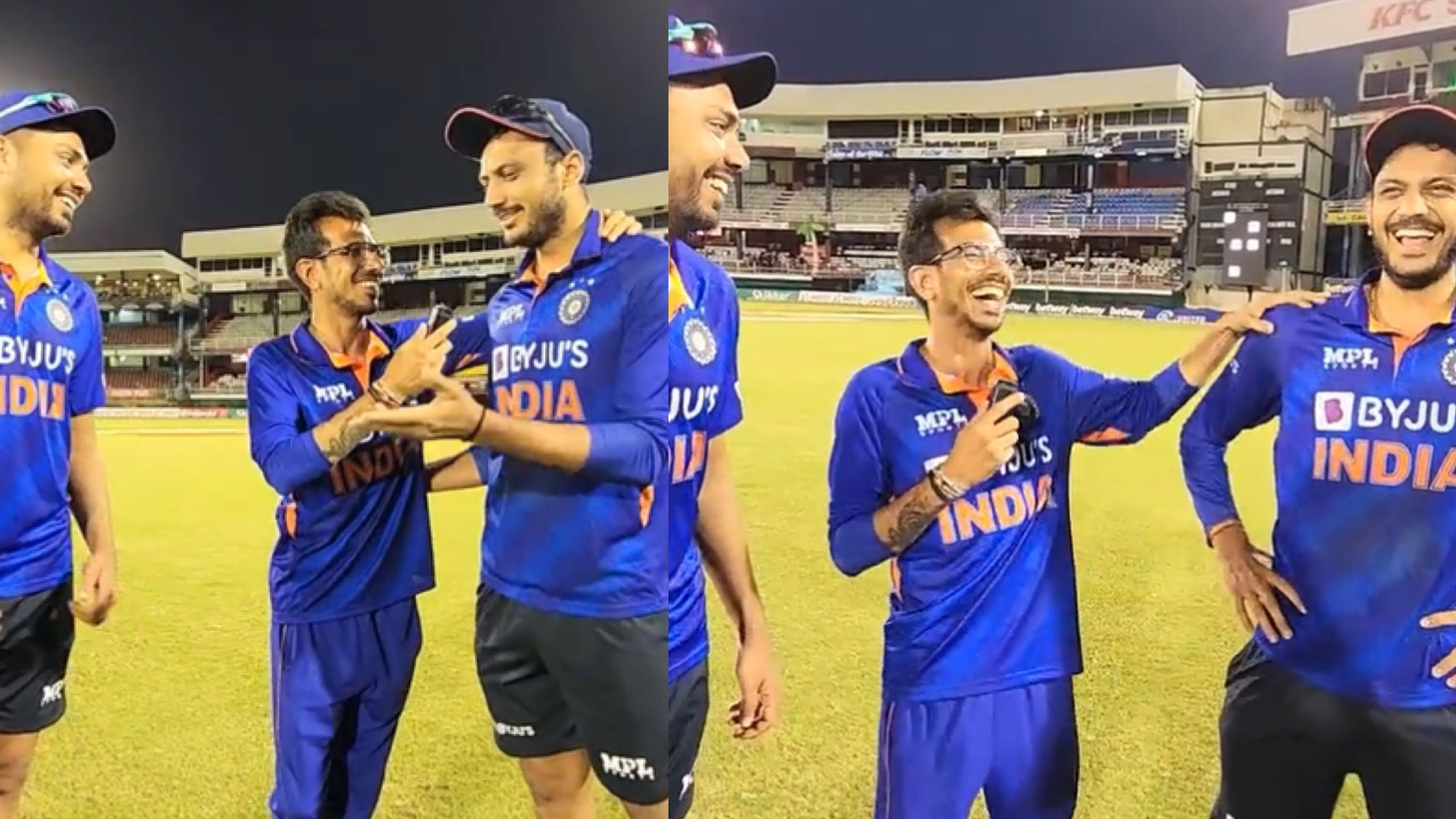 WI v IND 2022: WATCH - Hilarious interaction between Chahal, Akshar and Avesh on 'Chahal TV' after 2nd ODI