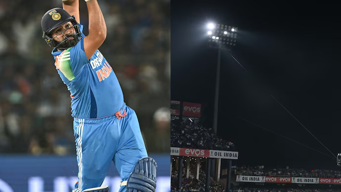 Floodlight tower went dark in middle of Rohit Sharma's excellent knock | X
