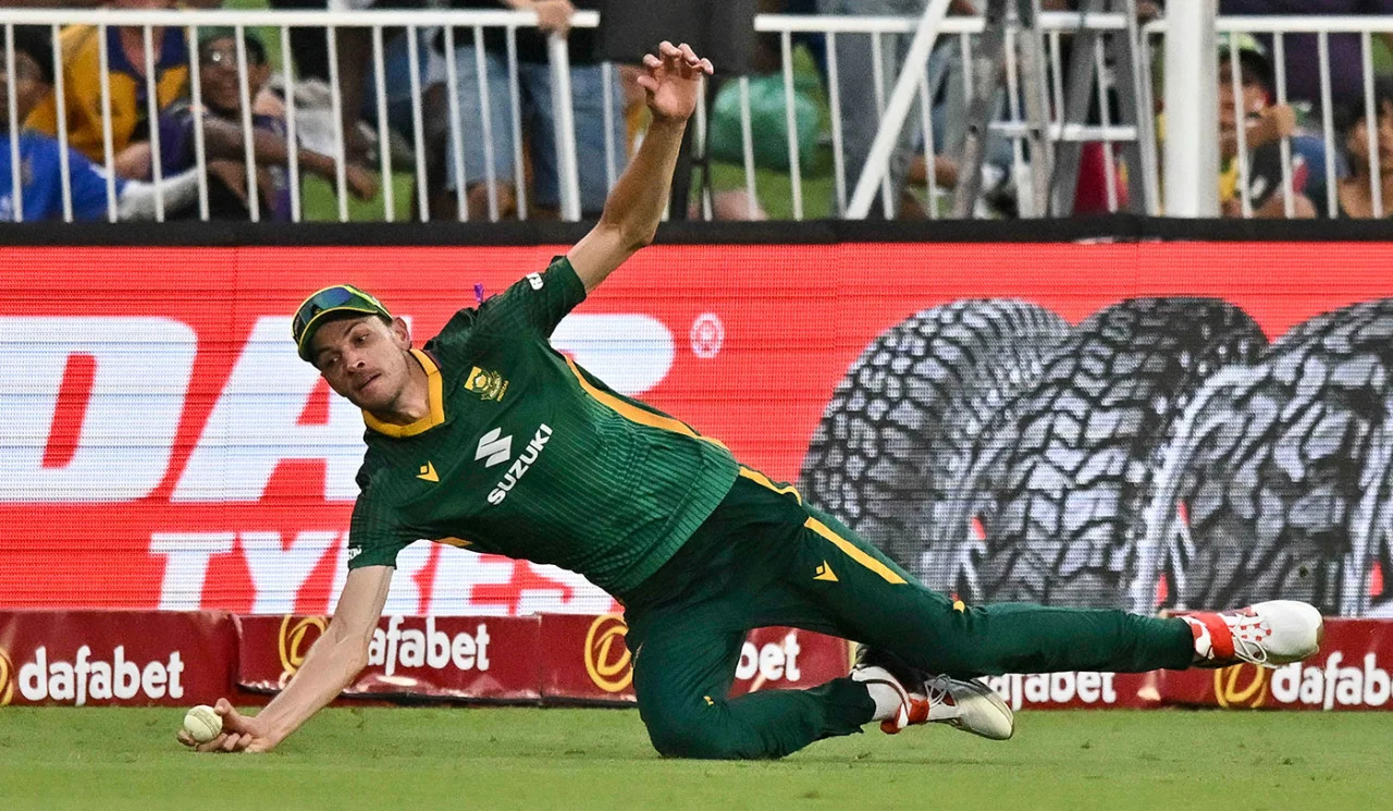 Marco Jansen's brilliant one-handed catch to dismiss Matt Renshaw | Getty