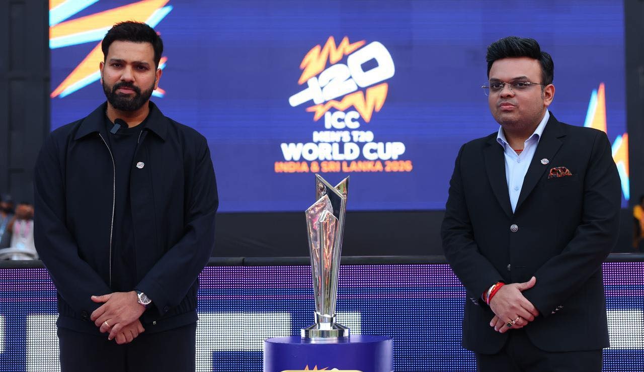 Rohit Sharma and ICC chair Jay Shah at Wankhede Stadium before IND v USA game | X
