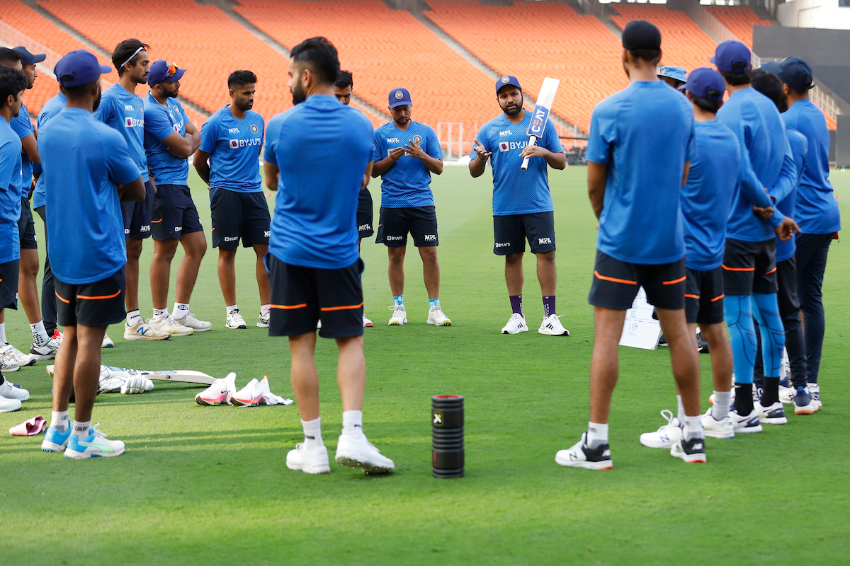 Captain Rohit Sharma addressing Team India members | BCCI