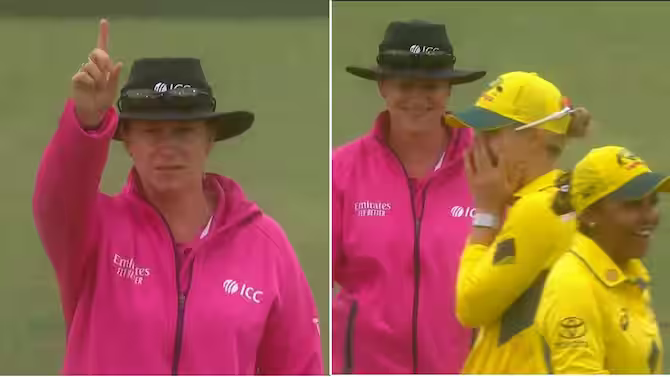 On field umpire Claire Polosak made a goof up | X