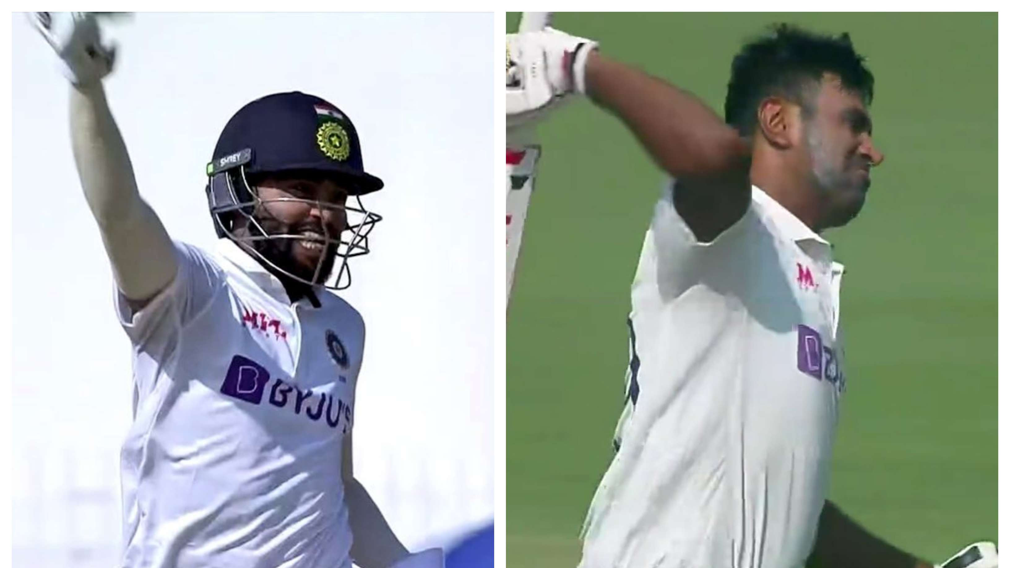 Siraj's reaction after Ashwin reached his century | BCCI/Screengrab