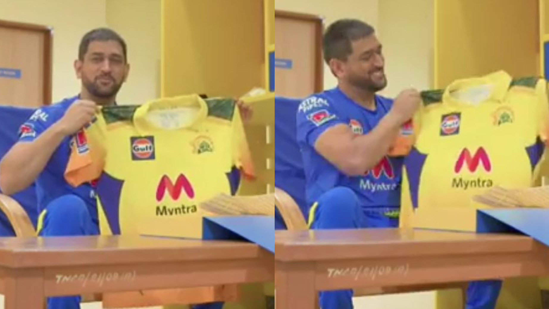 IPL 2021: WATCH- MS Dhoni unveils new CSK jersey with camouflage design for IPL 14