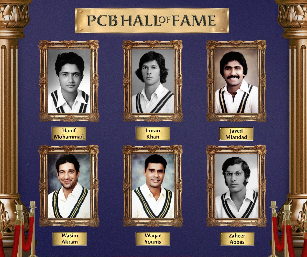 Hanif Mohammad, Imran Khan, Javed Miandad, Wasim Akram, Waqar Younis, and Zaheer Abbas are initially inducted into Hall of Fame | PCB Twitter