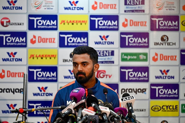 KL Rahul addressing the media ahead of the Test series | Getty