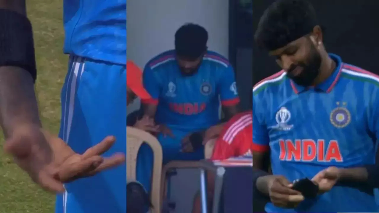 Hardik Pandya was hit by a David Warner shot on his finger | X