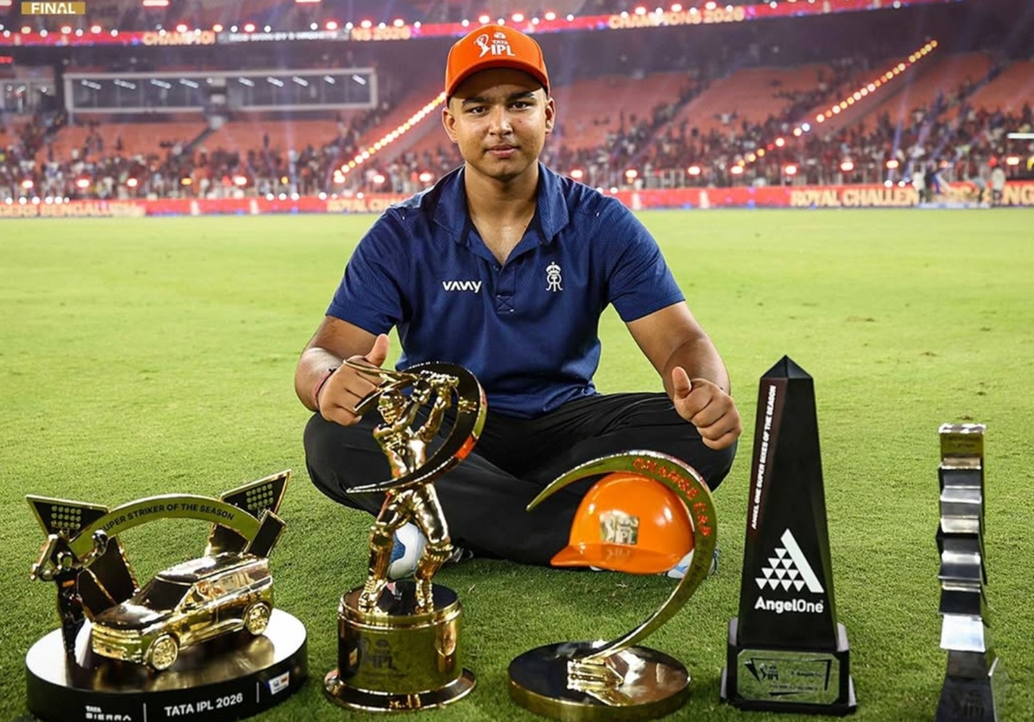 Vaibhav Sooryavanshi with all the awards he won in IPL 2026 | IPL X