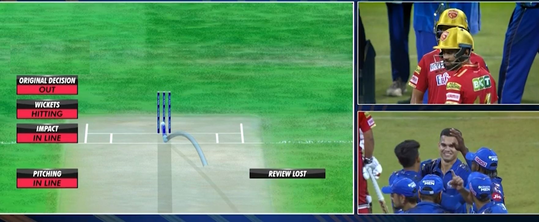 Prabhsimran Singh was out LBW despite using DRS against Arjun Tendulkar | IPL Screengrab