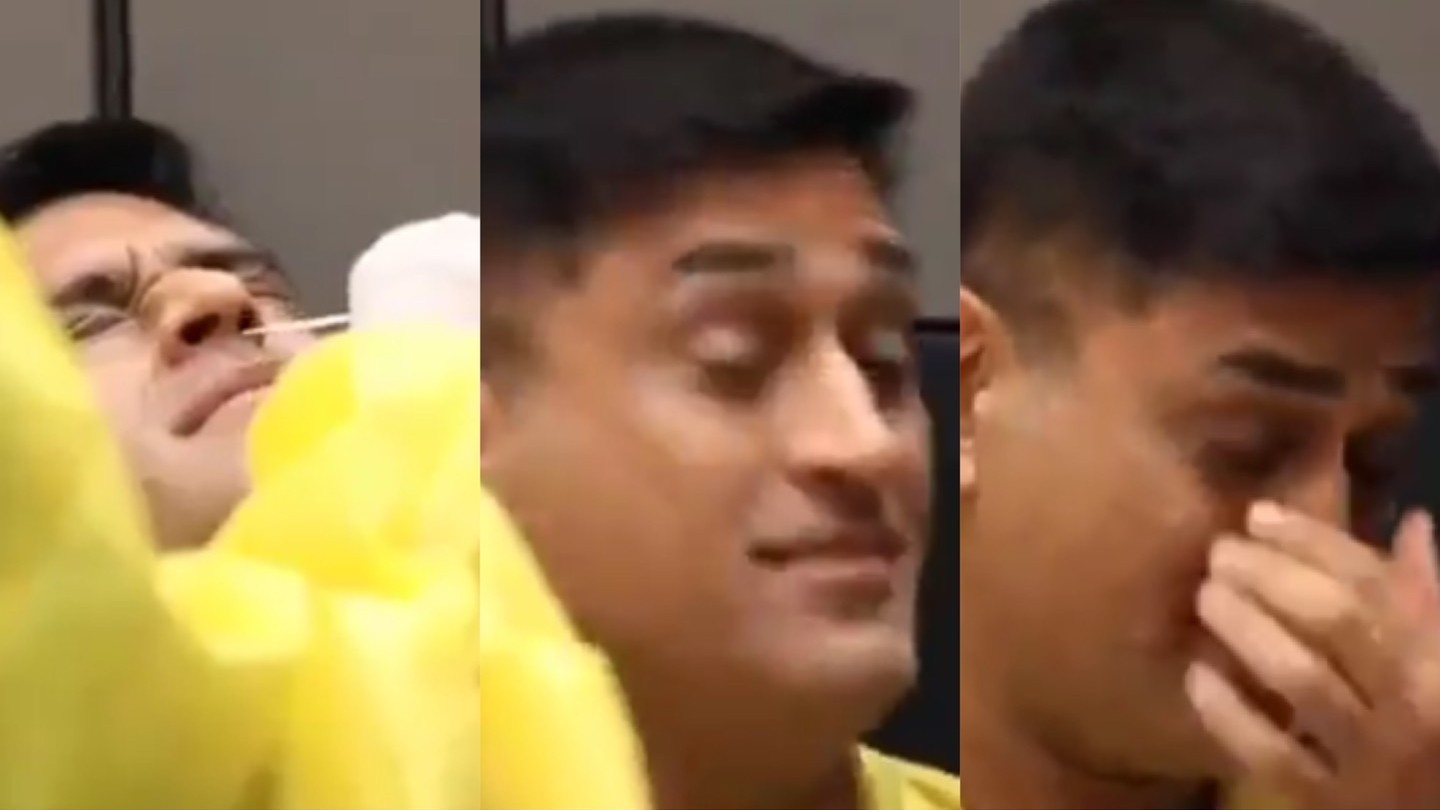 IPL 2020: WATCH- MS Dhoni winces as he gets tested for COVID-19 in Dubai