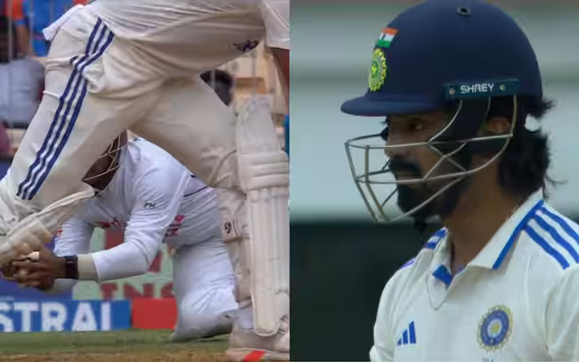 KL Rahul was caught at short leg for 16 runs in 52 balls | X