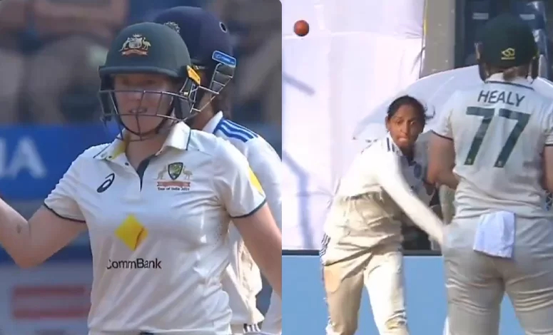 Alyssa Healy and Harmanpreet Kaur incident during one off Test | X