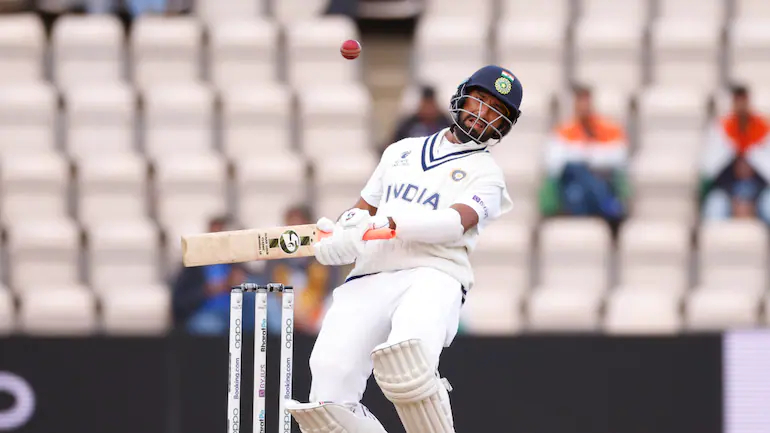 Cheteshwar Pujara during the WTC 2021 final vs New Zealand | Getty