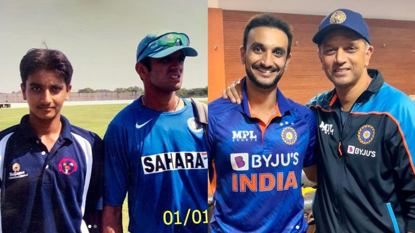 IND v NZ 2021: Harshal Patel shows his cricket journey in two pictures with Rahul Dravid